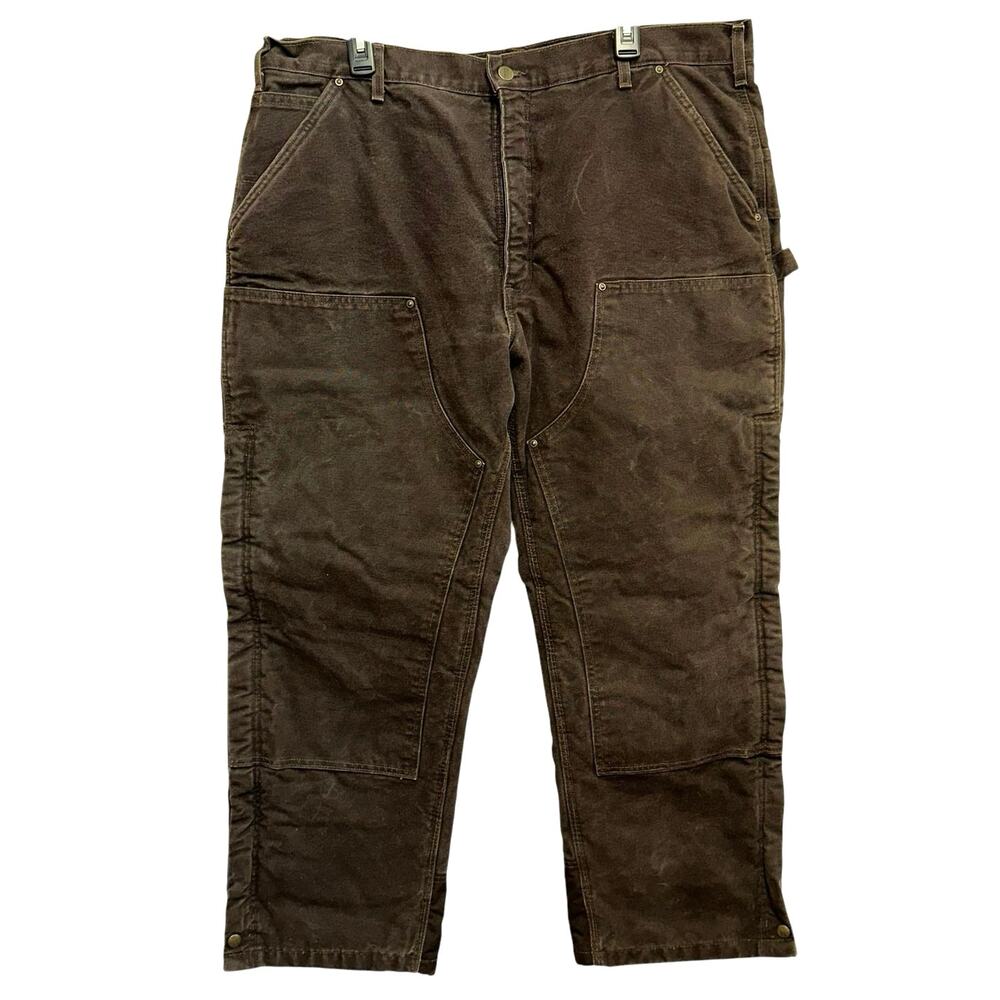Carhartt Double Knee Quilt Lined Pants 42x30 Brown Insulated Utility Carpenter